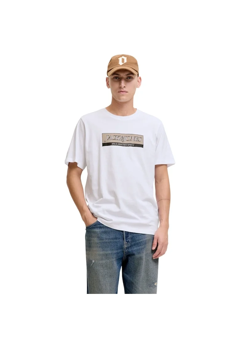 Tricou JACK &JONES Inwood Block Branding 50177, Alb