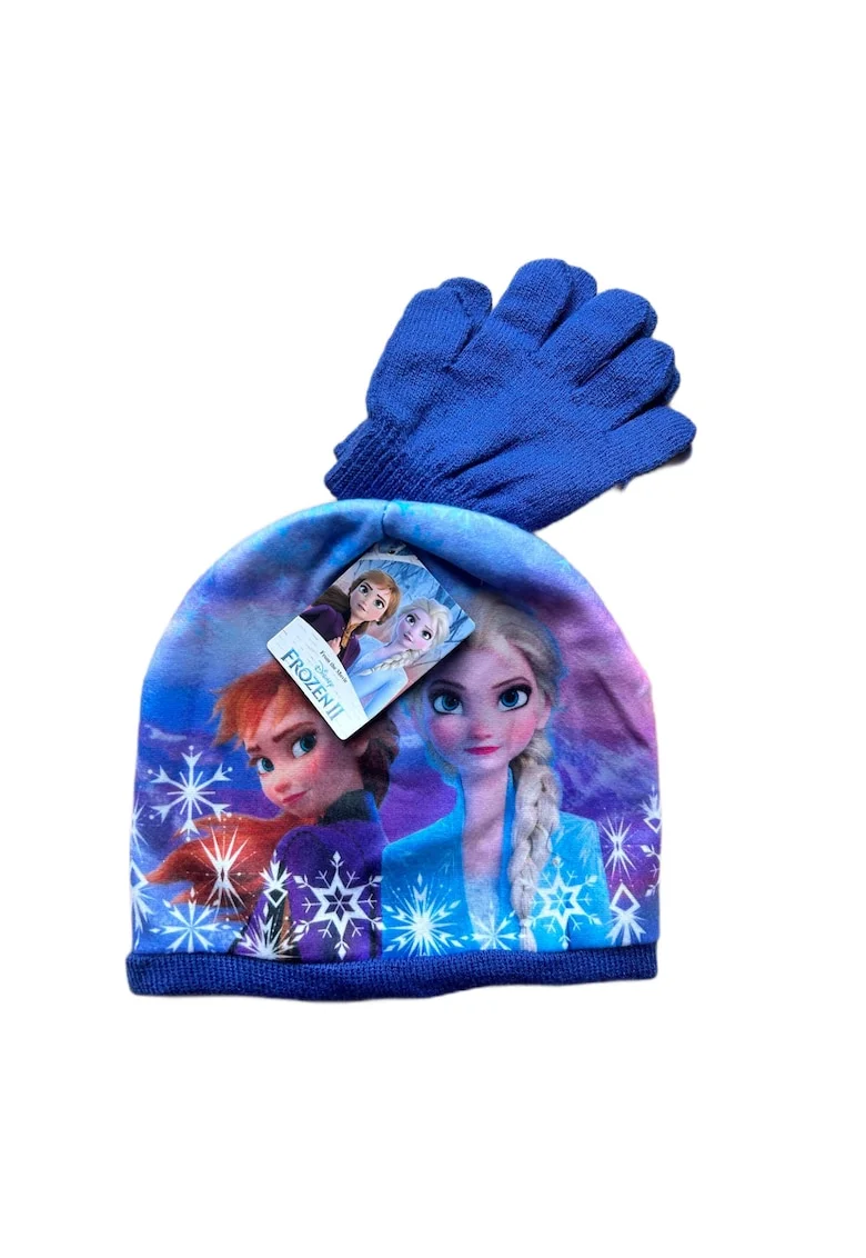 Set Caciula si Manusi  Frozen II, 54, Albastru, acril