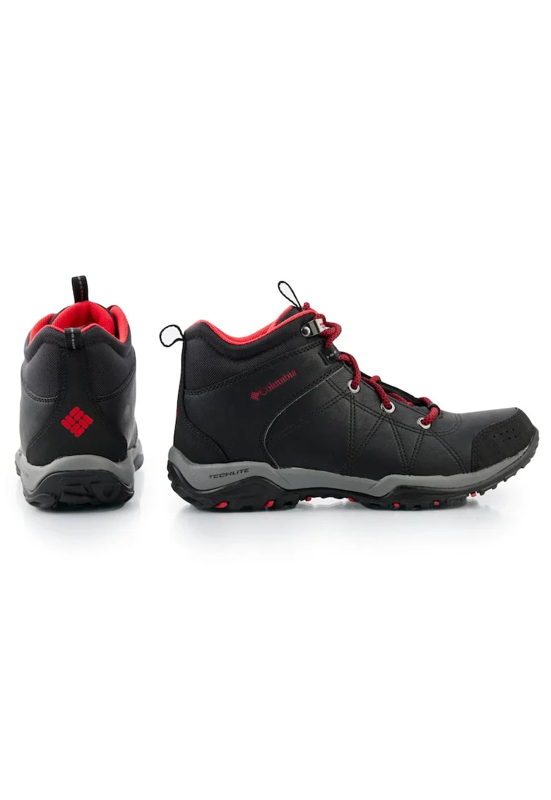 Pantofi de trekking dama,  Piele ecologica, Negru/Rosu