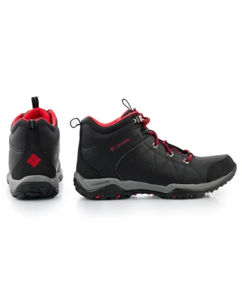 Pantofi de trekking dama,  Piele ecologica, Negru/Rosu