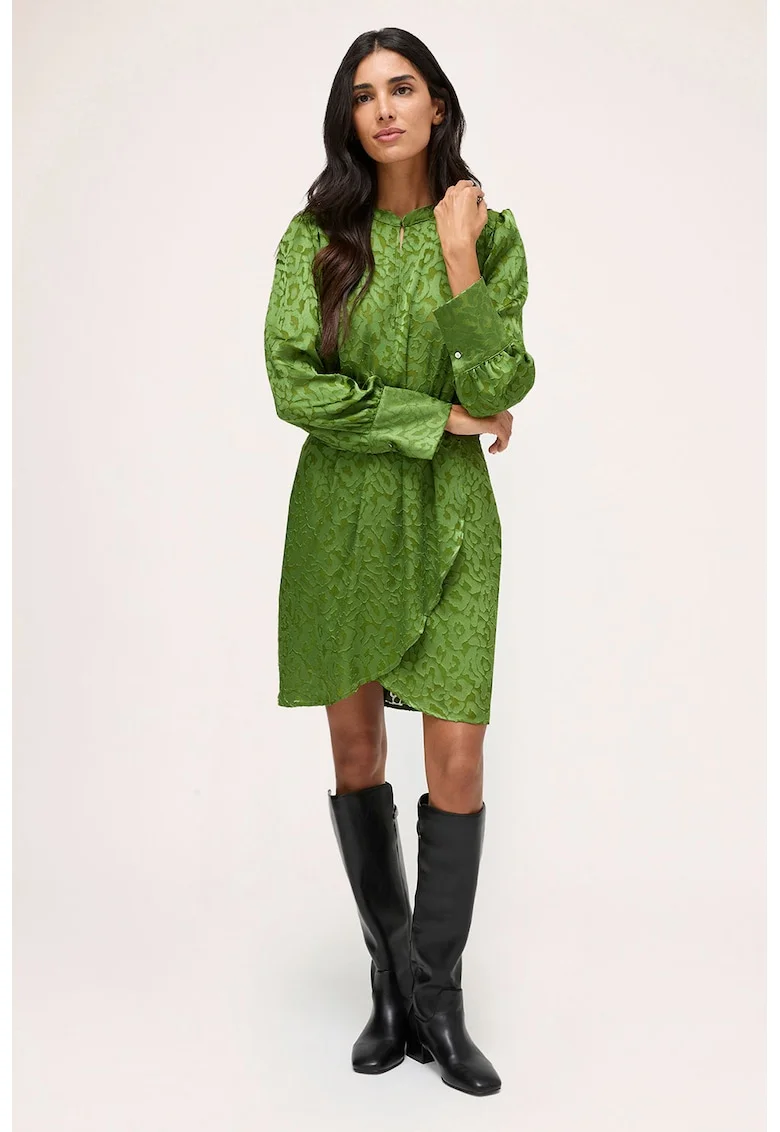Rochie cu maneci bishop, Verde deschis