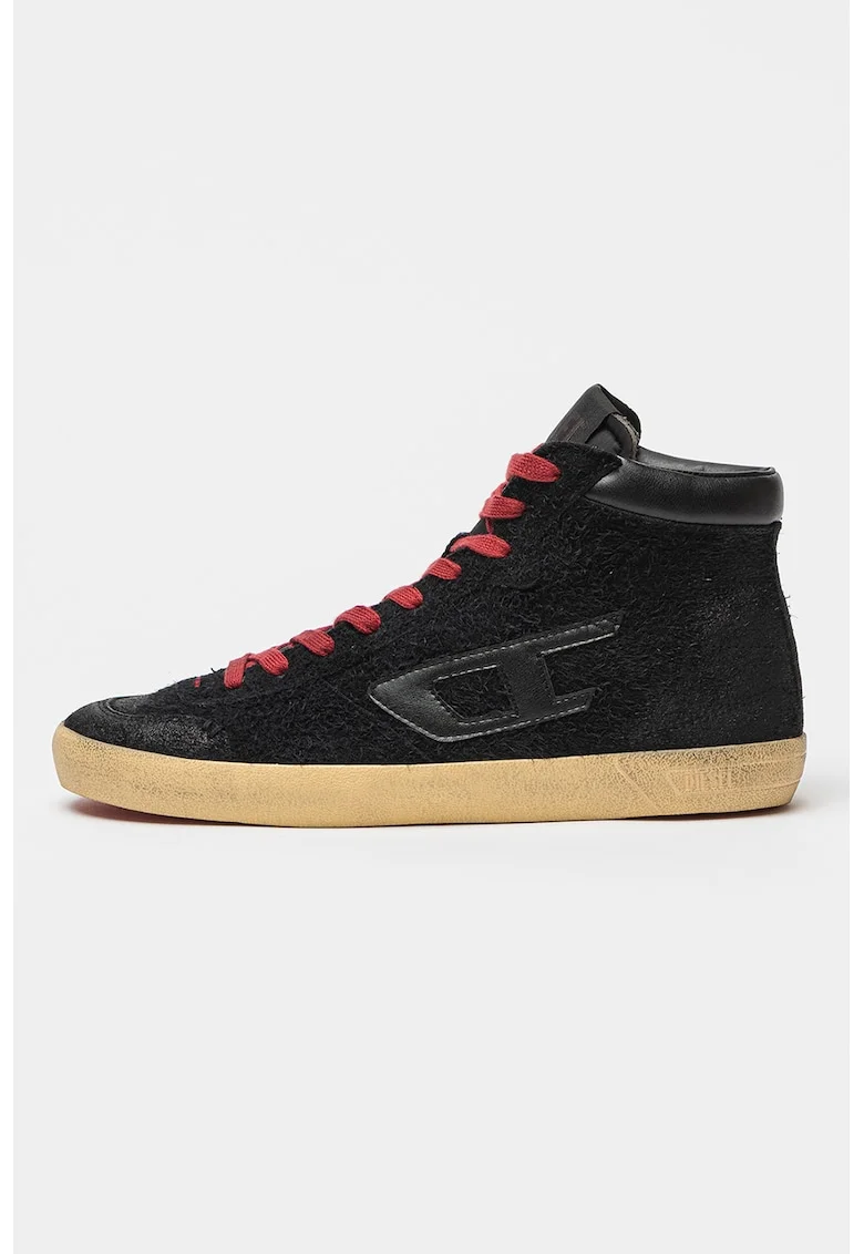 Pantofi sport mid-high de piele intoarsa cu insertii de piele ecologica si material textil S-Lerojo, Negru