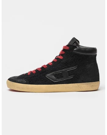 Pantofi sport mid-high de piele intoarsa cu insertii de piele ecologica si material textil S-Lerojo, Negru