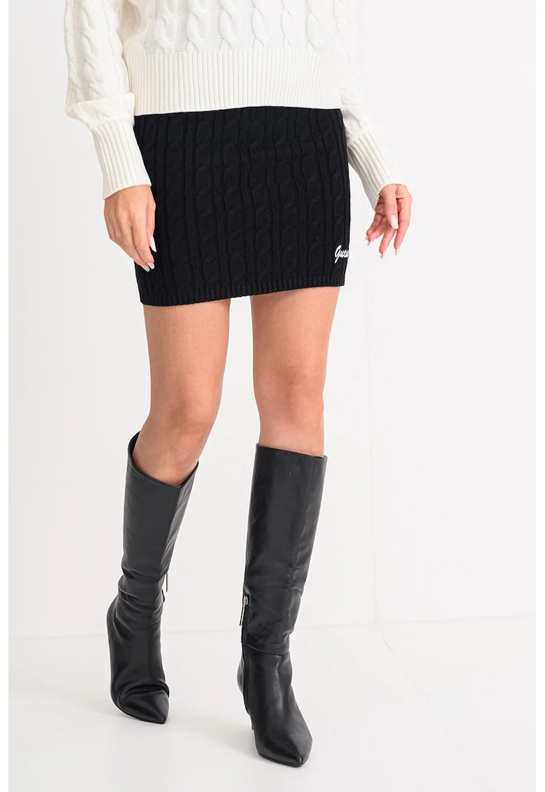 Fusta cu model torsade, Negru
