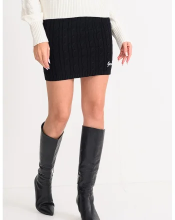Fusta cu model torsade, Negru