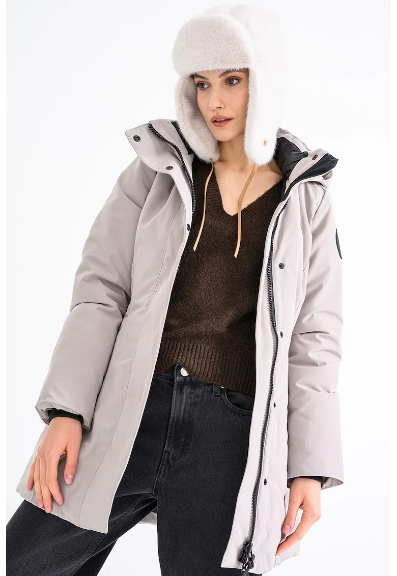 Geaca parka cu umplutura de puf Leslie, Grej