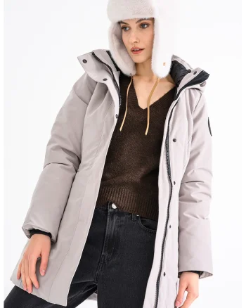 Geaca parka cu umplutura de puf Leslie, Grej
