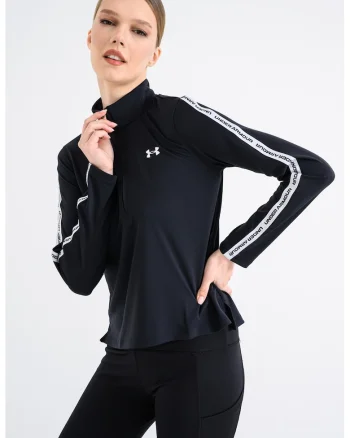 Bluza cu fermoar si logo pentru fitness, Alb/Negru