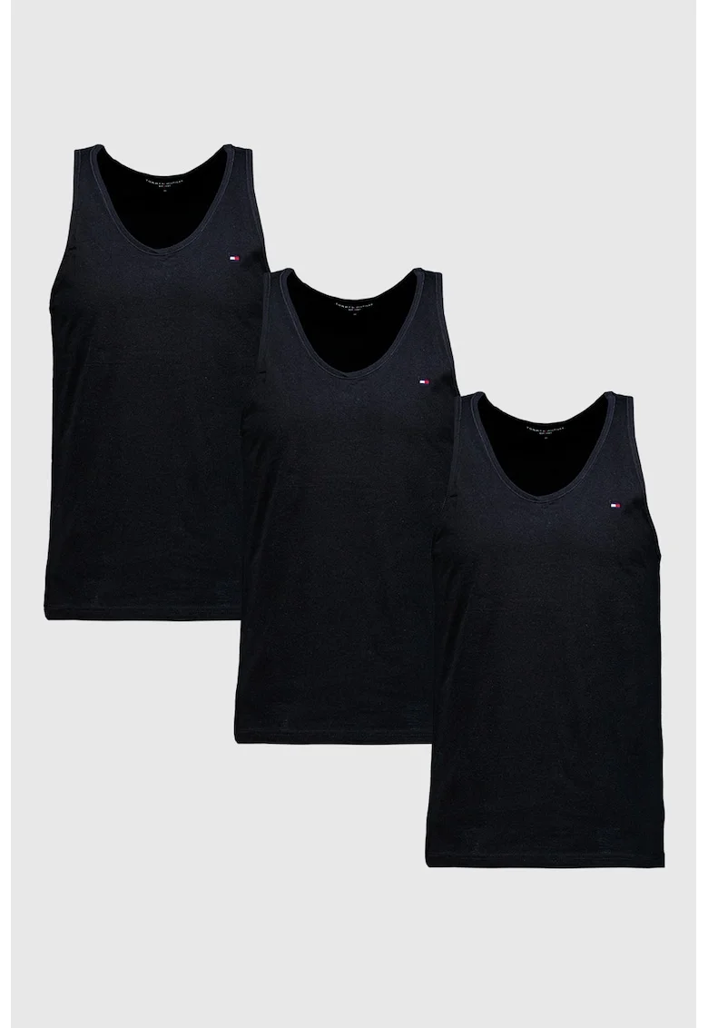 Set de top-uri din bumbac - 3 piese, Negru