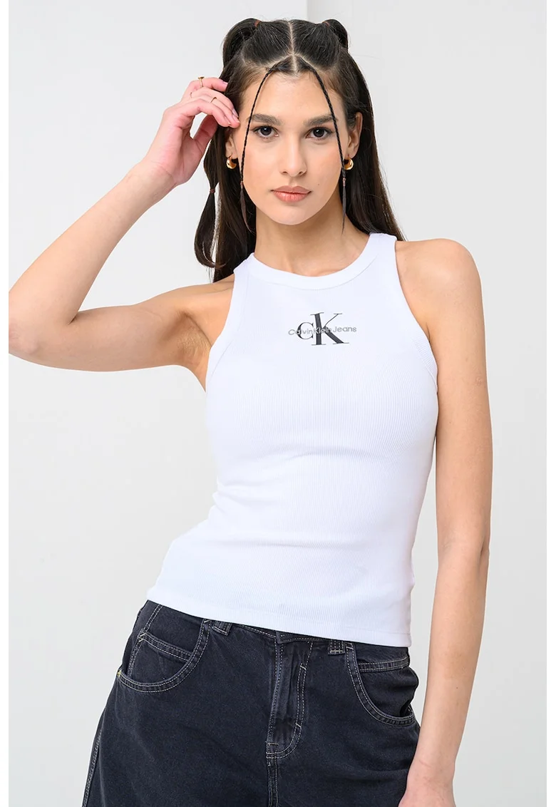 Top din amestec de bumbac cu logo