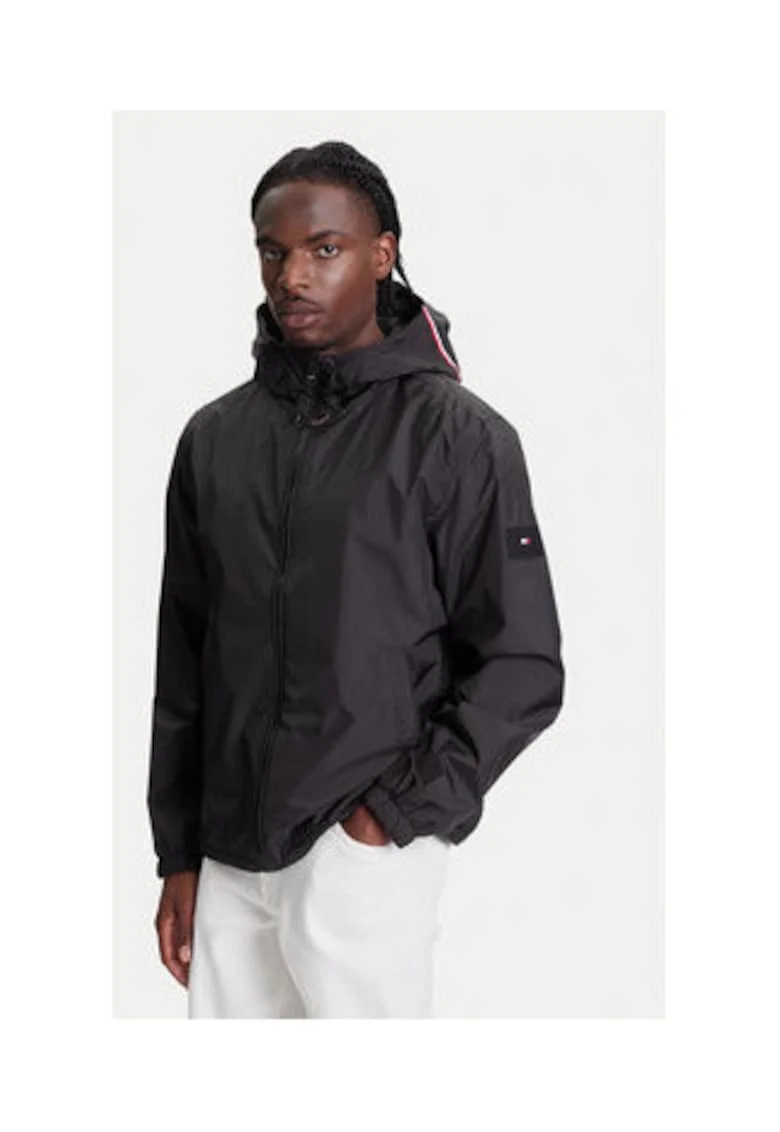 Geaca de tranzitie barbati,  neagra, 100% poliester reciclat,