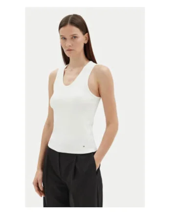 Top Dama,  Ecru, 96% bumbac, 4% elastan,