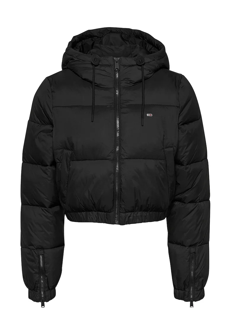 Geaca crop bufanta, Negru