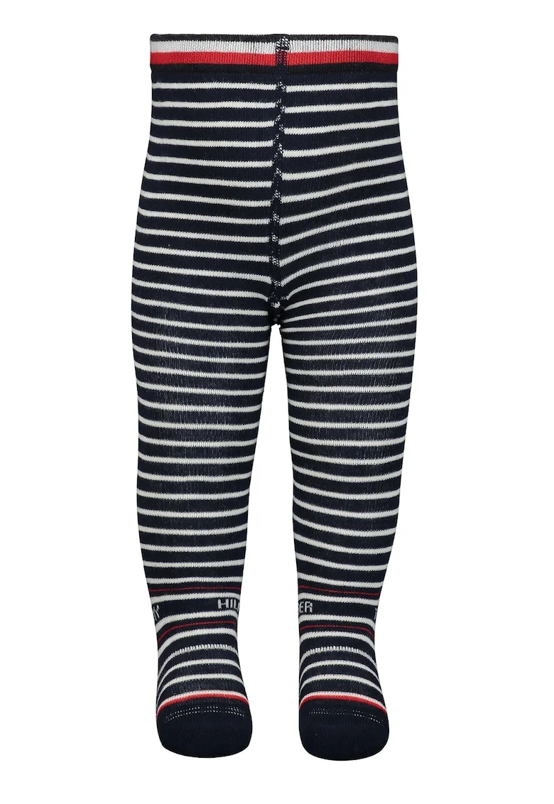 Dres din amestec de bumbac cu model in dungi, Alb/Bleumarin