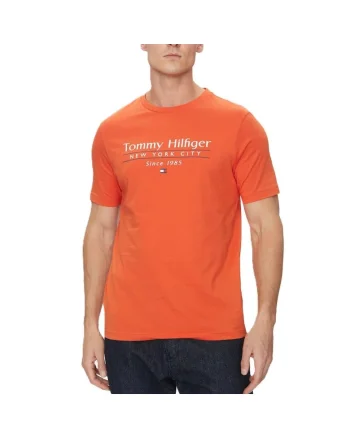 Tricou  pentru Barbati, hilfiger center stack tee, MW0MW38621-SCX, Portocaliu, Portocaliu