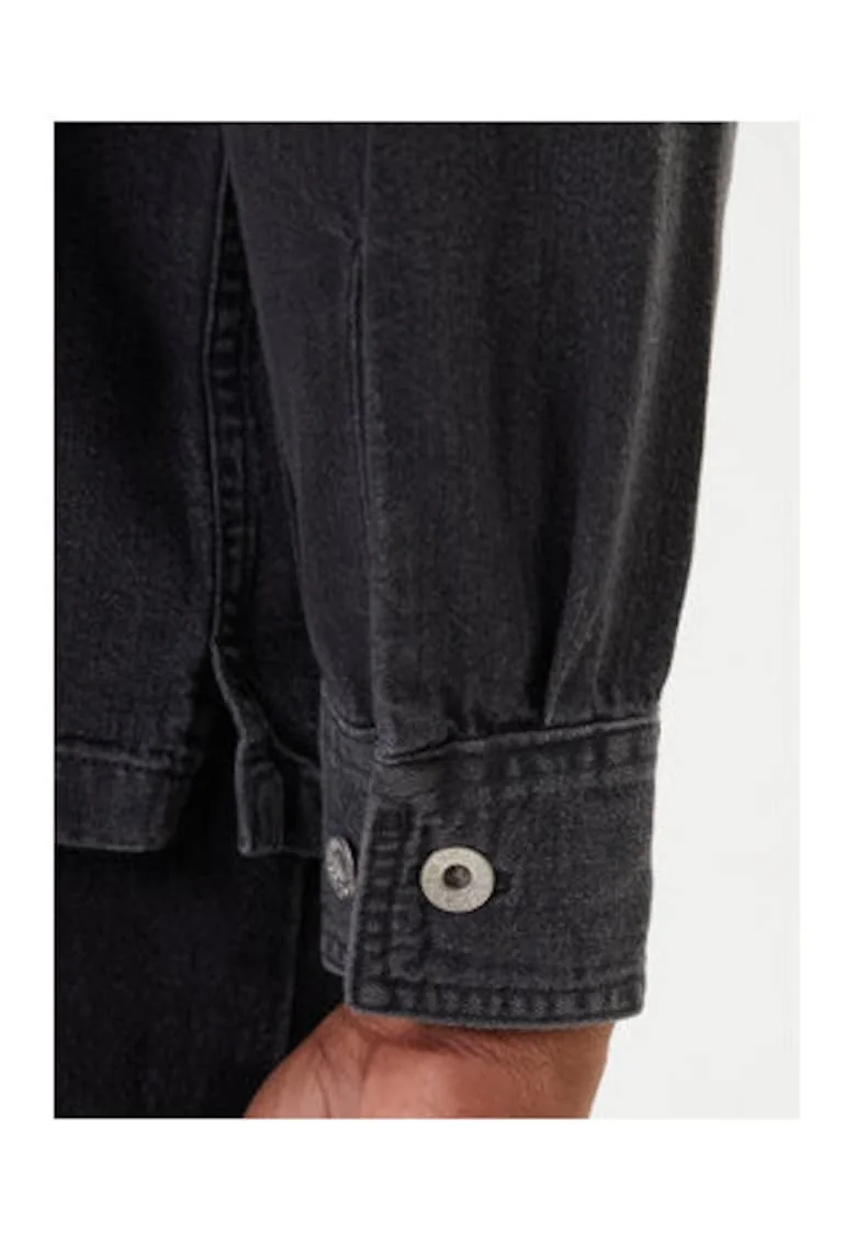 Cămașă denim bărbați,  negru, bumbac,