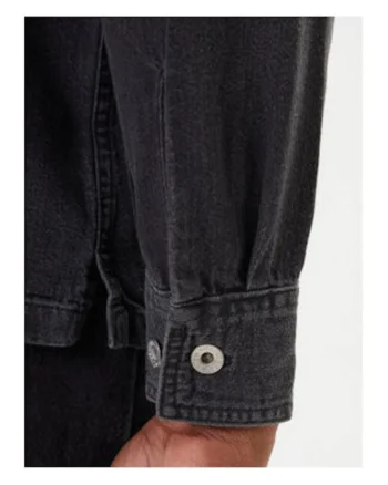Cămașă denim bărbați,  negru, bumbac,