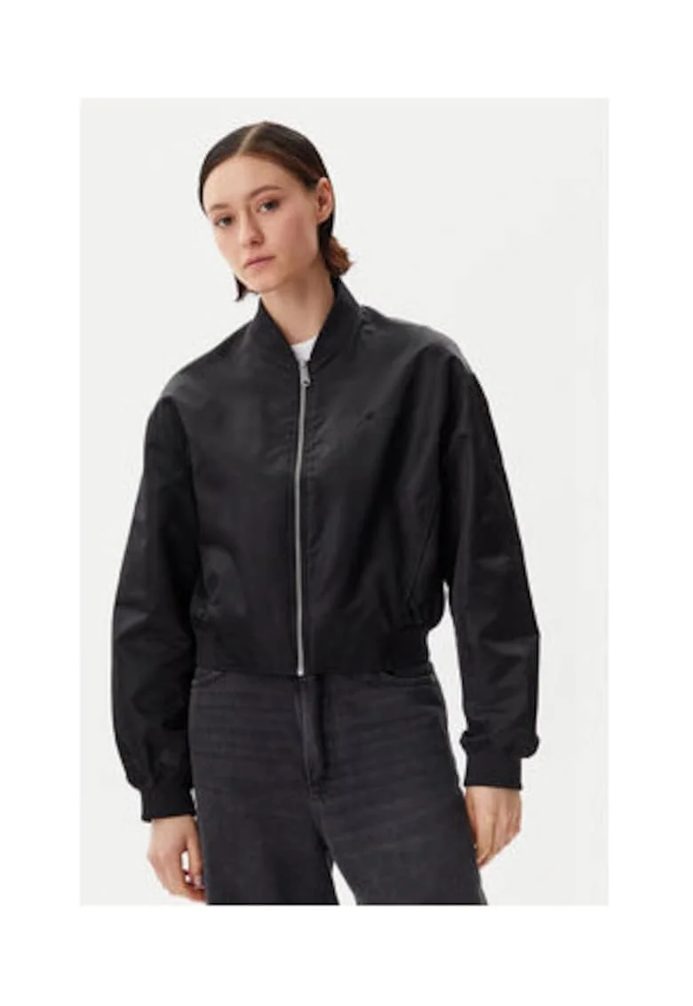 Geaca bomber dama  negru, nylon reciclat,