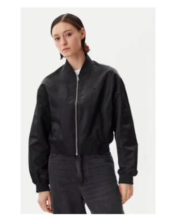 Geaca bomber dama  negru, nylon reciclat,