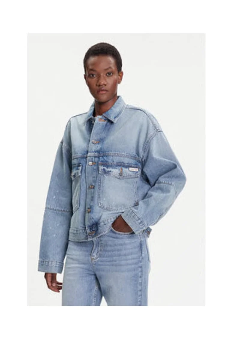 Geaca denim dama,  albastru, bumbac,