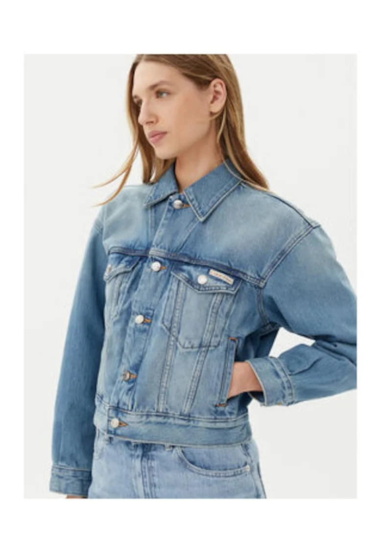 Jacheta denim dama,  Albastru, 100% bumbac,