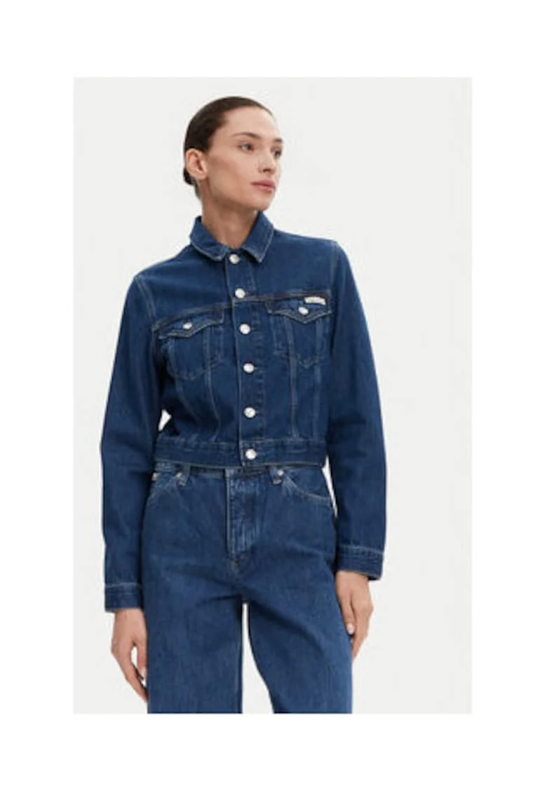 Geaca denim dama,  albastru, bumbac,