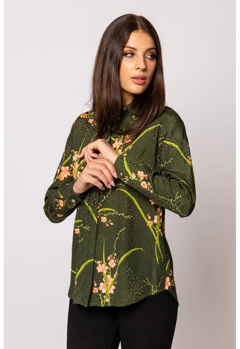 Camasa cu inchidere ascunsa Rimula, Roz pastel/Galben sofran/Verde feriga