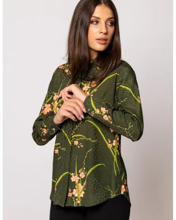 Camasa cu inchidere ascunsa Rimula, Roz pastel/Galben sofran/Verde feriga