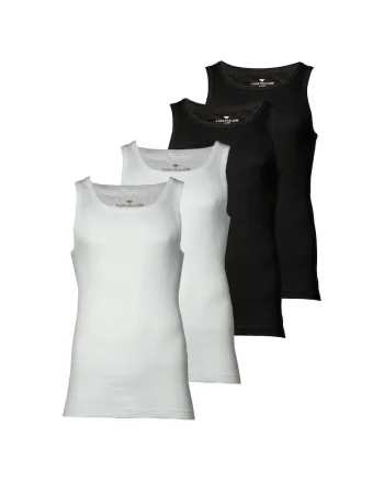 Set de top-uri din bumbac - 4 piese, Alb/Negru