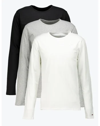 Set de bluze slim fit de casa - 3 piese, Alb/Negru/Gri melange