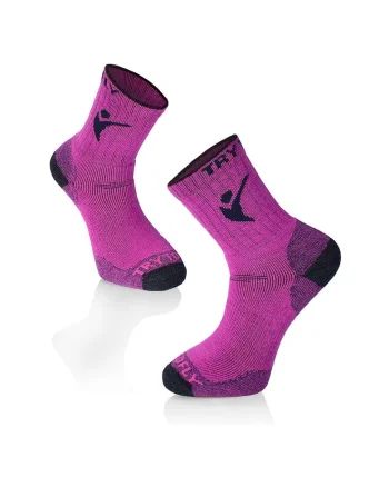 Sosete groase pentru Drumetie din Lana de Merinos Fucsia