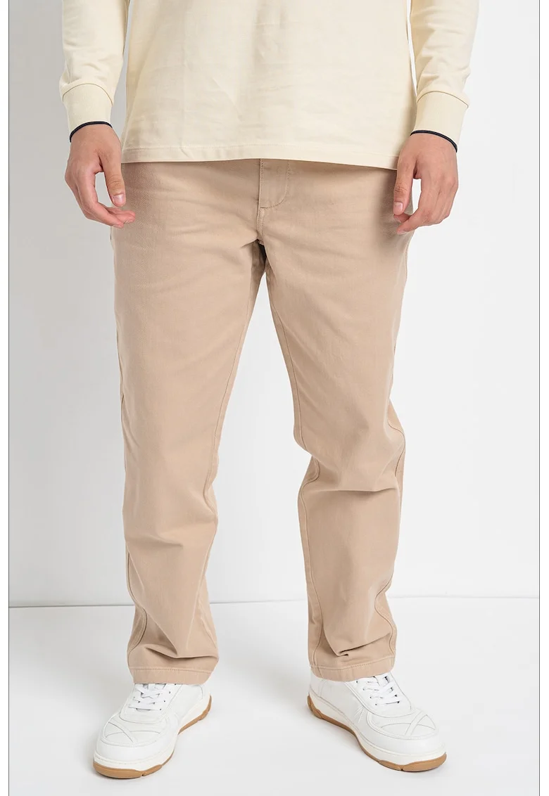 Pantaloni regular fit de bumbac, Bej