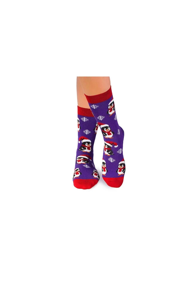 Sosete bumbac de craciun Colour Cotton Pinguin Fericit - 65499, Multicolor