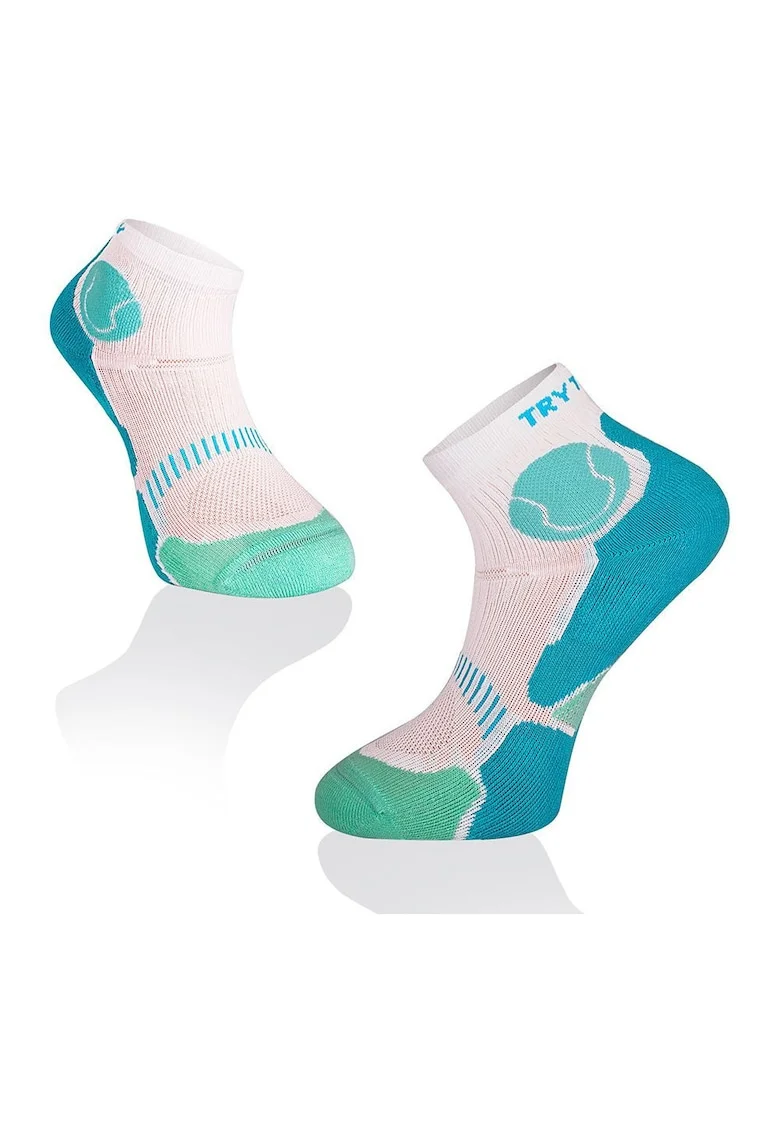 Sosete scurte pentru tenis, Fusion White Turquoise