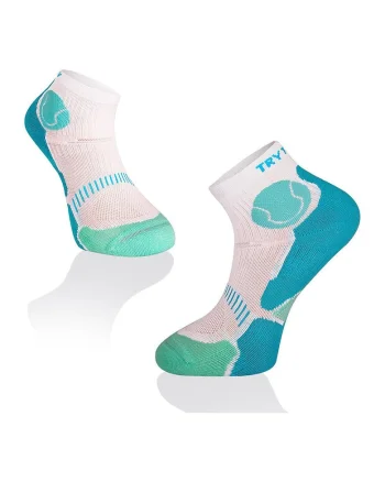 Sosete scurte pentru tenis, Fusion White Turquoise
