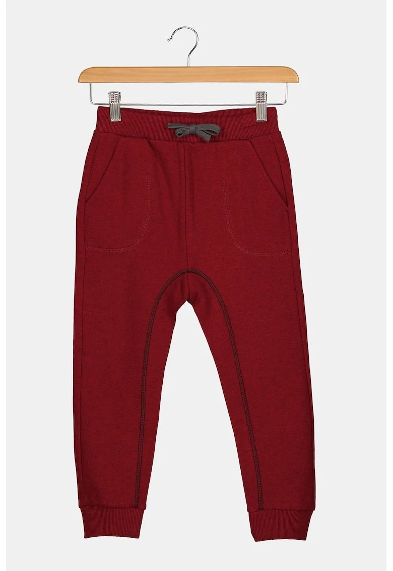 Pantaloni sport conici cu snur, Rosu inchis