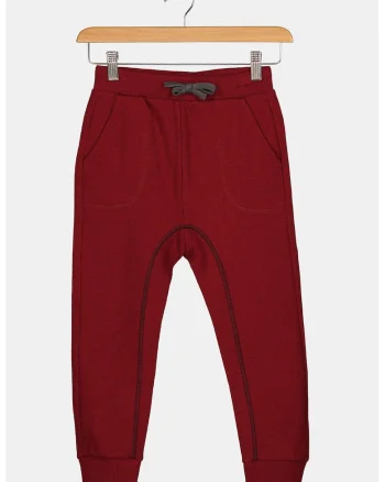 Pantaloni sport conici cu snur, Rosu inchis
