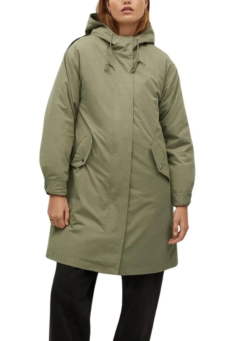 Geaca dama  parka, kaki, bumbac, stil minimalist, nou,