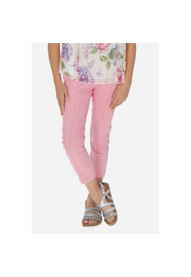 Pantaloni copii  drepti, roz, 97% bumbac, cu buzunare