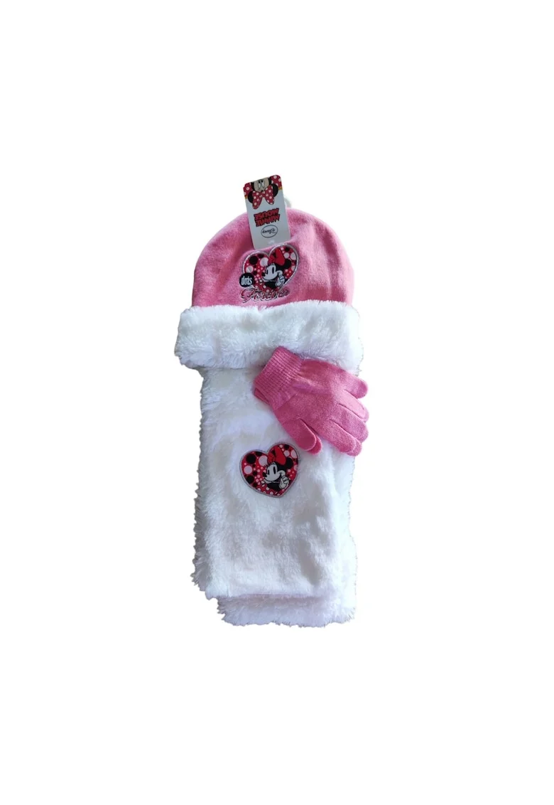 Set accesorii de iarna copii,  minnie mouse, manusi, fular si caciula, acril
