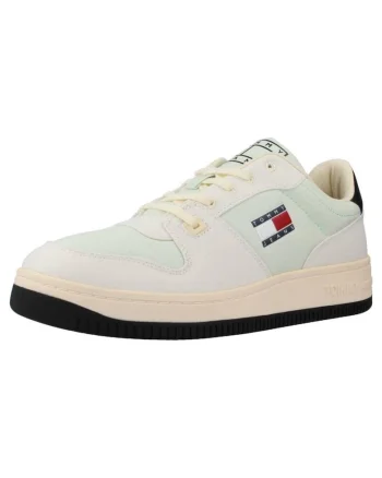 Pantofi Tommy Jeans Basket, Textil, Alb, Alb