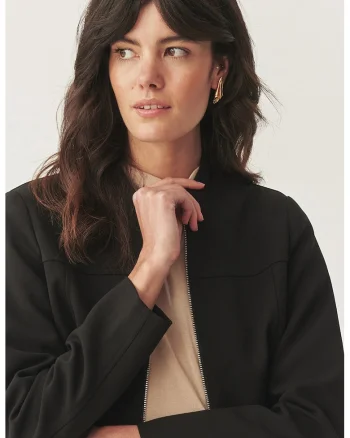 Jacheta slim-fit cu fermoar, Negru