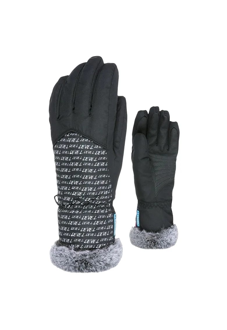 Manusi ski copii, Level, Piele/Poliester, Negru,