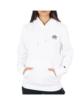 Hanorac sport dama  alb, bumbac si poliester, cu gluga, broderie,