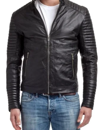 Geaca de piele barbati  Emerino, piele naturala, negru,