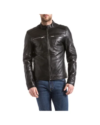 Jacheta biker barbati  IDANNUS, Piele, Negru, Negru