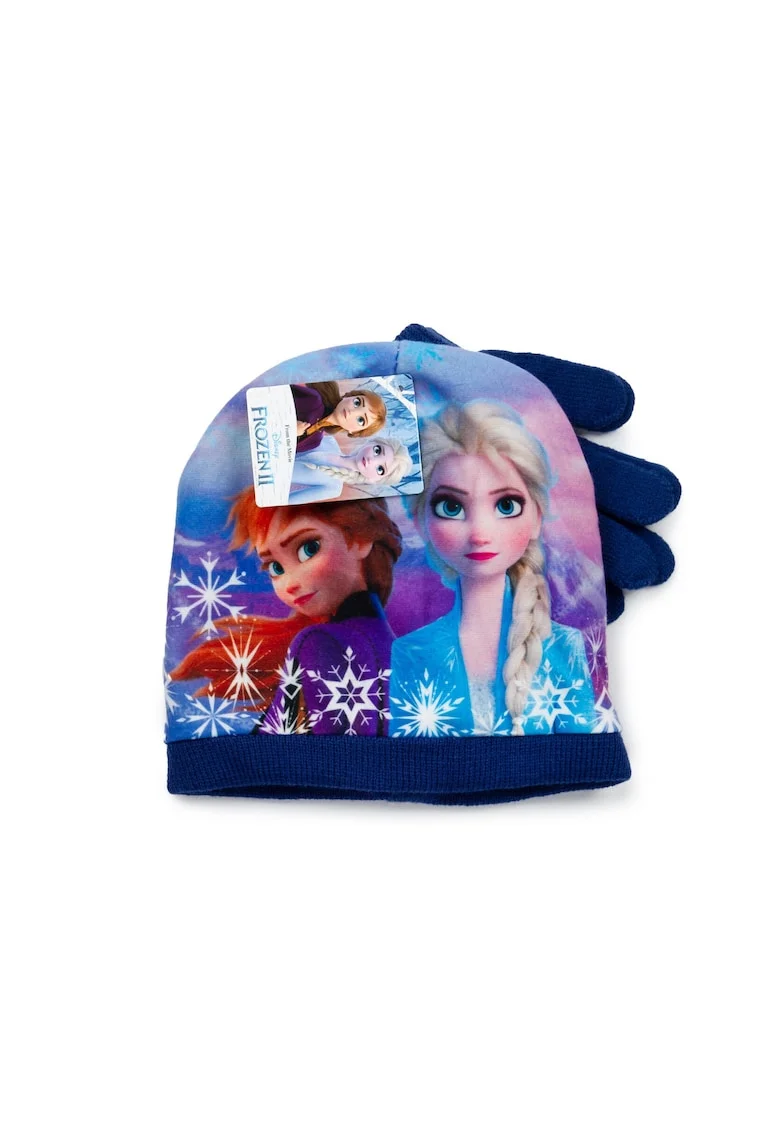 Set Caciula/Manusi copii,  Frozen II, acril, bleumarin,