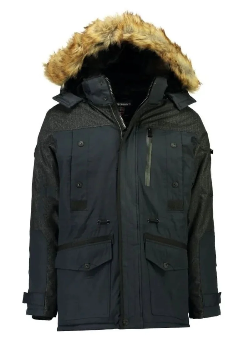 Jacheta parka de iarna  bleumarin, cu gluga detasabila, 100% poliester, pentru barbati