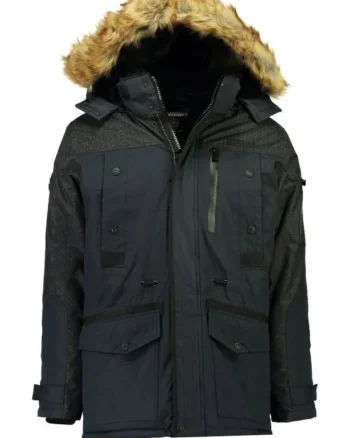 Jacheta parka de iarna  bleumarin, cu gluga detasabila, 100% poliester, pentru barbati