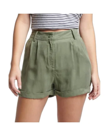 Pantaloni sport femei, SUPERDRY, viscoza, talie inalta, verde,